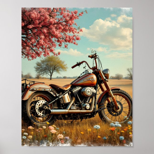 Classic Motorcycle Digital Poster (Front)