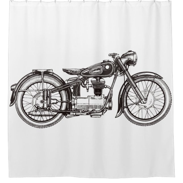 Classic motorcycle III Shower Curtain (Front)