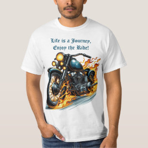 Classic Motorcycle in Motion with Flames T-Shirt