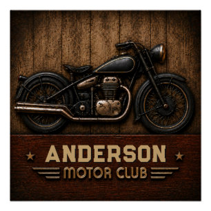 Classic Motorcycle Vintage Motor Club Rustic Poster