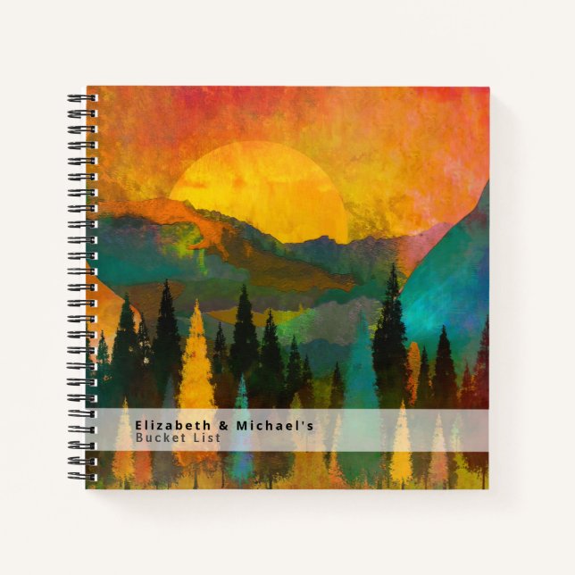Classic Mountain Range BUCKET LIST CUSTOM Keepsake Notebook (Front)
