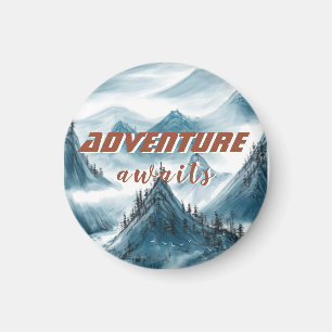 Classic Mountains Painting Inspirational Quote Magnet