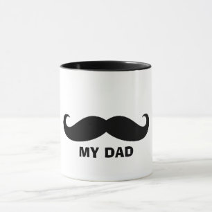 Classic Moustache Mug Black White Design dad