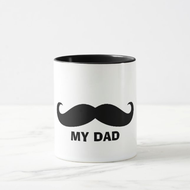 Classic Moustache Mug  Black  White Design dad (Center)