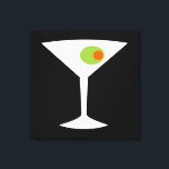 Classic Movie Martini Stretched Canvas (larger)<br><div class="desc">This Classic Movie Martini Stretched Canvas (black) features a black background and the image of a white silhouette of a martini glass. Inside the glass is a glorious green olive with an orange pimento. This is a fun piece of wall art for everyone who wishes they were a character in...</div>