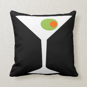 Classic Movie Martini Throw Pillow (black)