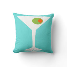 Classic Movie Martini Throw Pillow (Turquoise)
