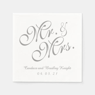 Classic Mr. and Mrs. Grey Wedding Paper Napkins