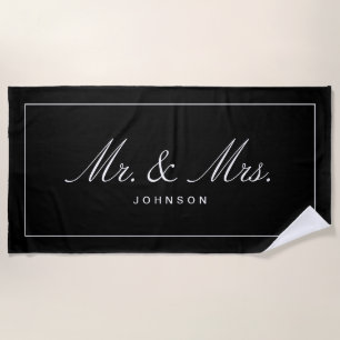 Classic Mr. & Mrs. Custom Name Towel, Wedding Gift Beach Towel