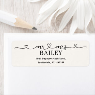 Classic Mr Mrs Heart White Wedding Return Address
