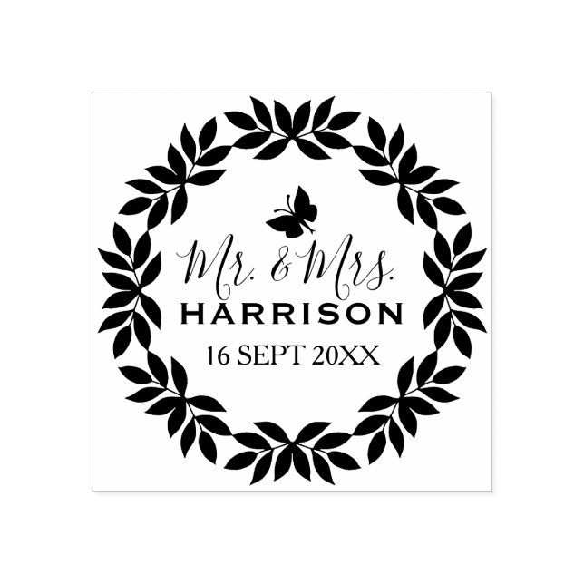 Classic Mr. & Mrs. Wedding Date Rubber Stamp (Imprint)