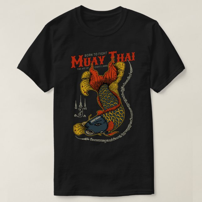 Classic Muay Thai Fish Tattoo T-Shirt (Design Front)