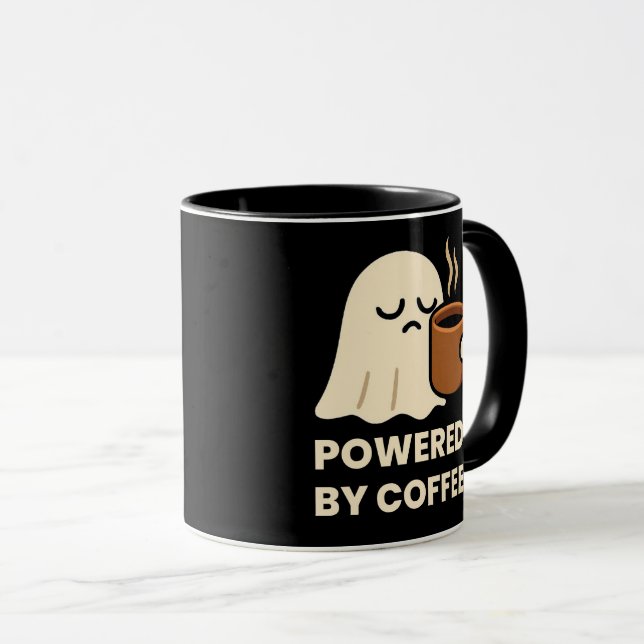 Classic Mug Cute Sleepy Ghost with Coffee (Front Right)