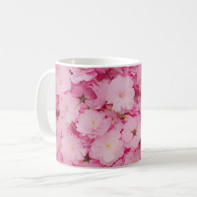 Classic Mug Pink Cherry Blossom Floral Botanical (Front Left)