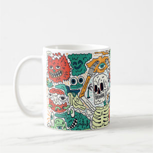 Classic Mug Spooky Skeleton Psychedelic Doodle Art