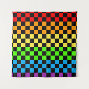 Classic Multi Color Checkered Design Backdrop Tapestry