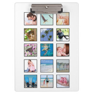 Classic Multiple Square Custom Photo Collage Clipboard
