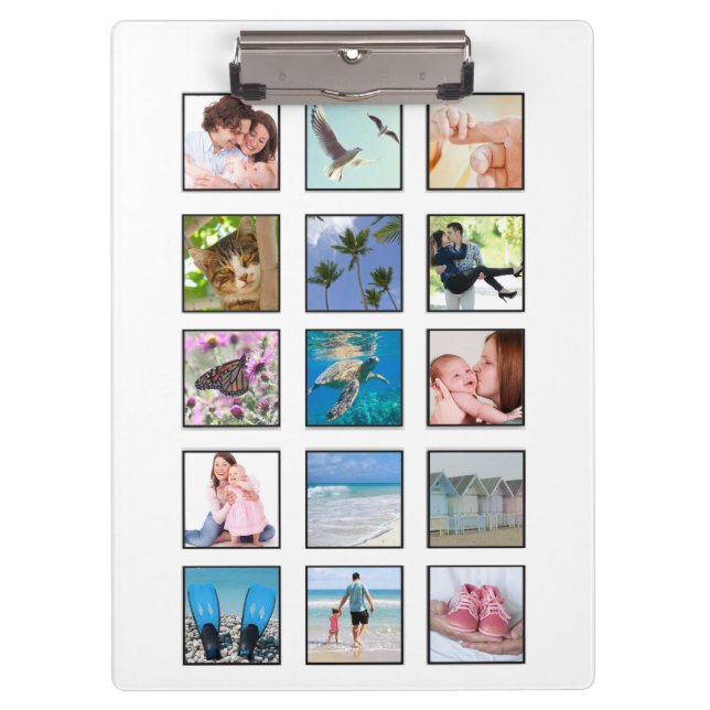 Classic Multiple Square Custom Photo Collage Clipboard (Front)