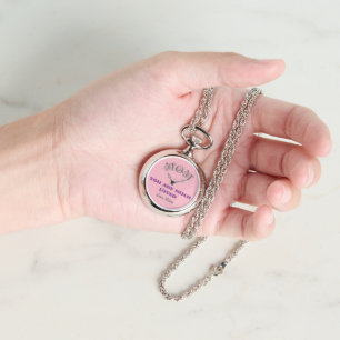 Classic Mum Gift Script Chic Pink Necklace Watch