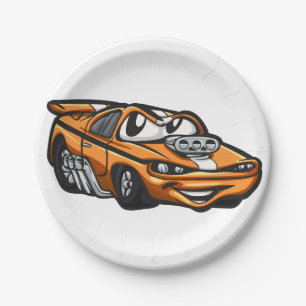 Classic muscle car cartoon  - Choose back colour Paper Plate