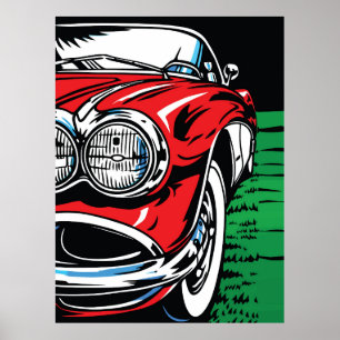 Classic Muscle Car Front Pop Art Retro Poster