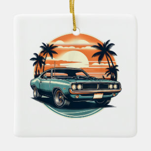 Classic Muscle Car Retro Vintage Style Ceramic Ornament