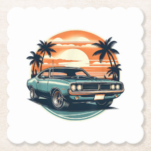 Classic Muscle Car Retro Vintage Style Paper Coaster