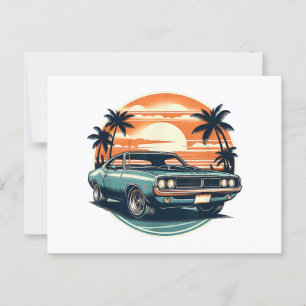 Classic Muscle Car Retro Vintage Style Postcard