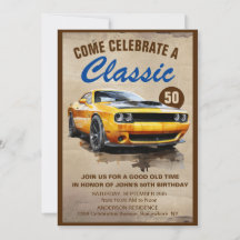 Classic Muscle Car Simple Fifty Birthday 