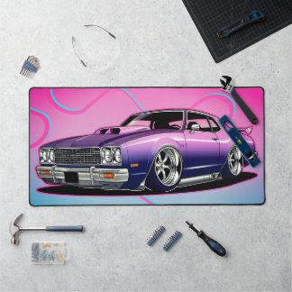 Classic Muscle Car, Sleek Modern. Pink and Blue  Desk Mat