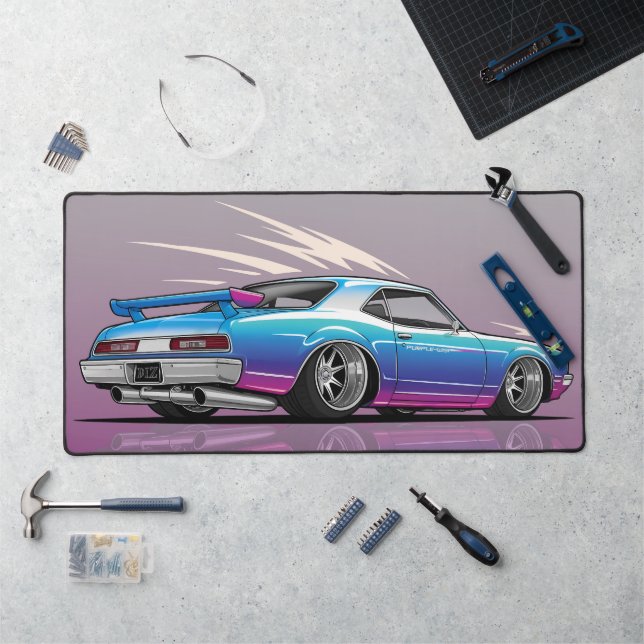 Classic Muscle Car, Sleek Modern. Purple and Blue  Desk Mat (Workstation)