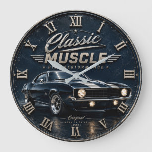 Classic Muscle Car Vintage American Muscle Garage Large Clock