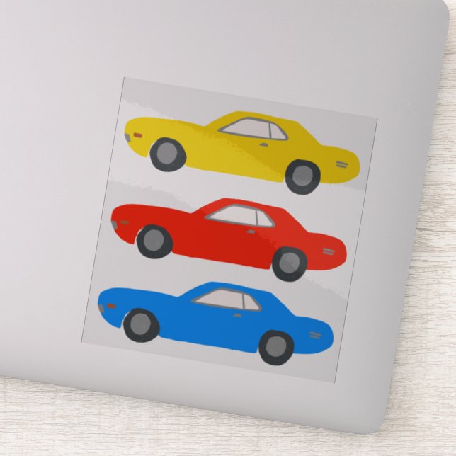 Classic Muscle Cars  Illustrated Vintage Sticker (Detail)
