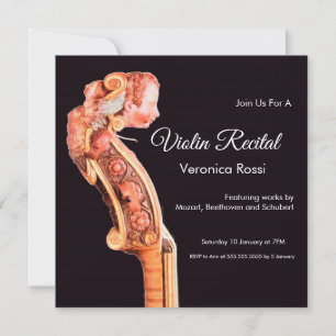 CLASSIC MUSIC CONCERT,RECITAL Violin Scroll Invitation