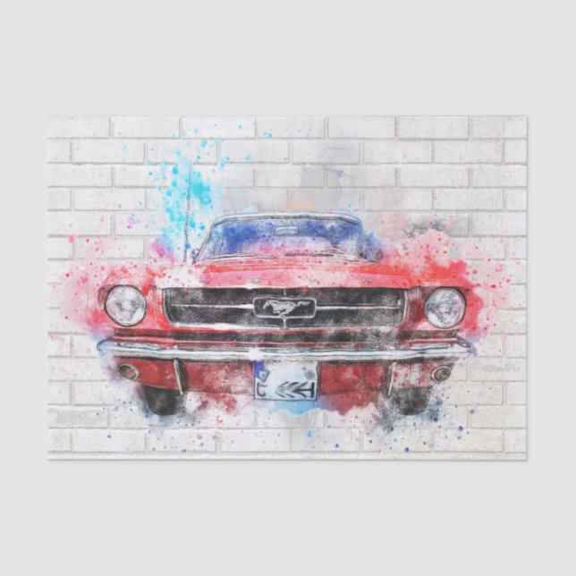 Classic Mustang Car Decoupage Tissue Paper (Front)