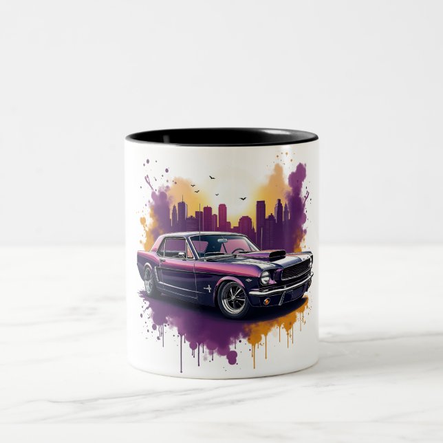 Classic Mustang Muscle Car Two-Tone Coffee Mug (Center)