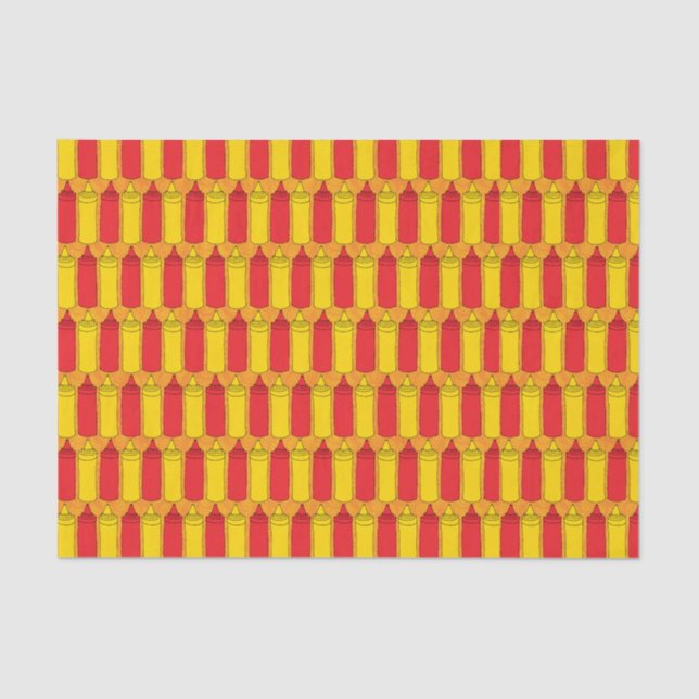 Classic Mustard and Ketchup Condiment Bottles Tissue Paper (Front)