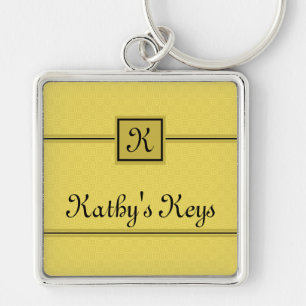 Classic Mustard Yellow and Black Monogram Keychain