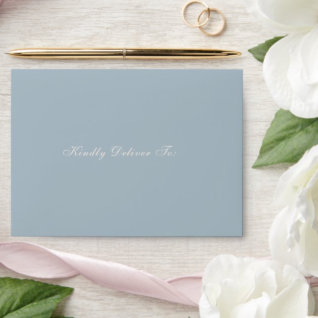 Classic Muted Blue Elegant Wedding Envelope (Wedding)