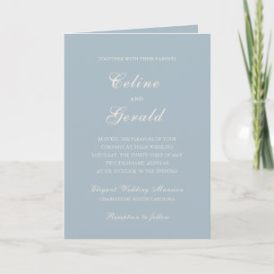 Classic Muted Blue QR Code Elegant Wedding Invitation