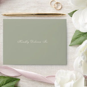 Classic Muted Green Elegant Wedding Envelope