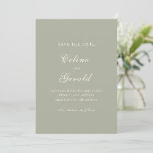 Classic Muted Green Elegant Wedding Save The Date