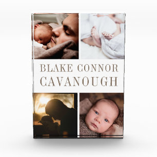 Classic Name 4-Photo Baby Keepsake Photo Block