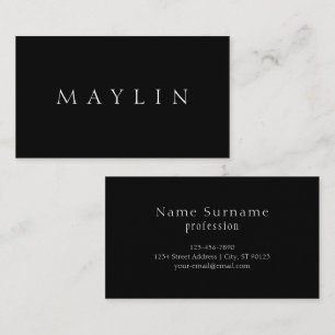 Classic Name or Word Black & White Business Card