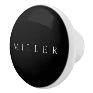 Classic Name (or word) Black & White Ceramic Knob