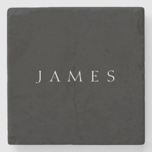 Classic Name (or word) Black & White Stone Coaster
