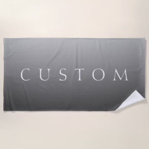 Classic Name or Word Gradient Grey Beach Towel