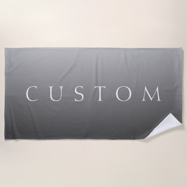 Classic Name or Word | Gradient Grey Beach Towel (Front)