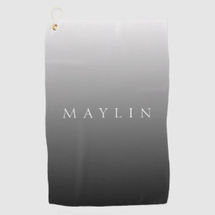 Classic Name or Word Gradient Grey Golf Towel