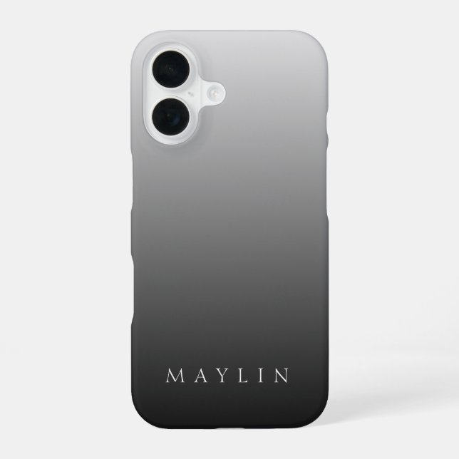 Classic Name or Word | Gradient Grey iPhone 16 Case (Back)